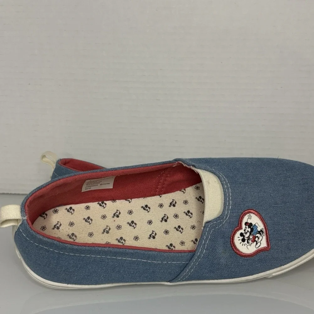 Disney Shoes Youth 5 Girls Mickey Mouse Comfort Slip On Loafer Blue Canvas